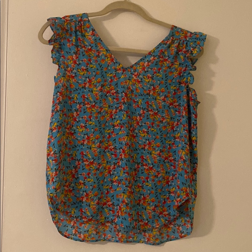 Loft Flutter Sleeve Floral Top